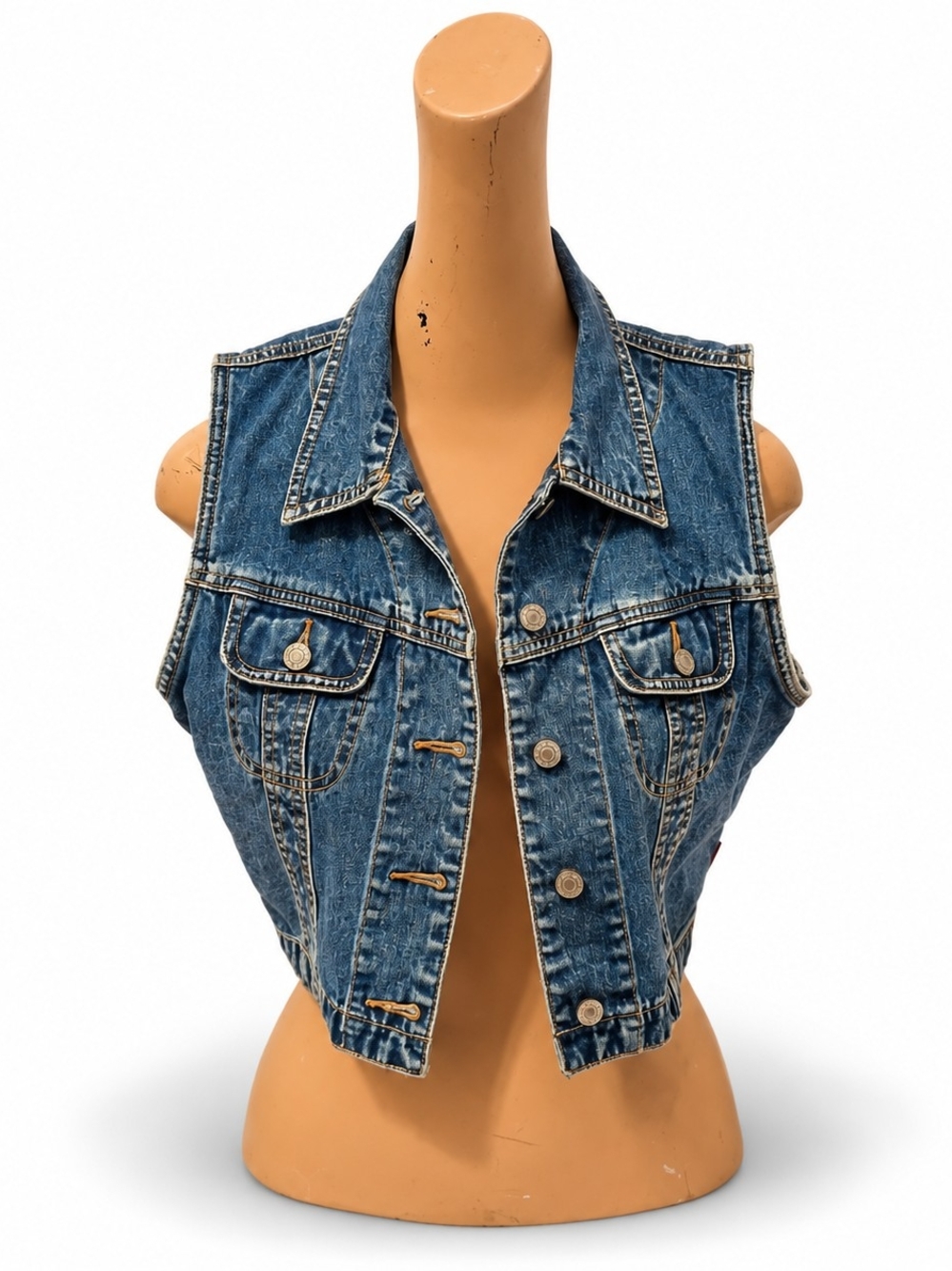90's Sleeveless Vest Denim Jacket - Women's Size, L.